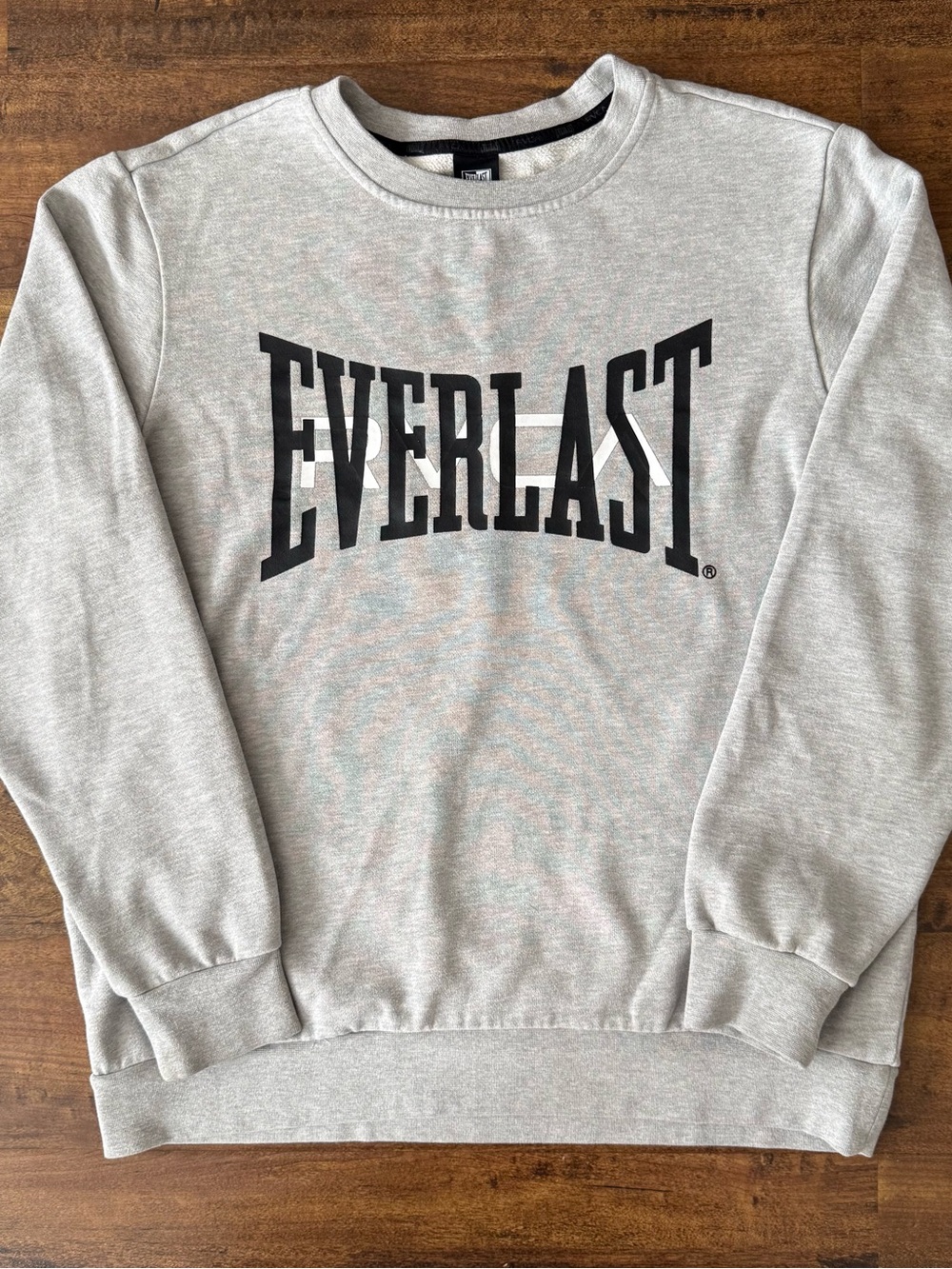 RVCA x Everlast Men’s L Gray Crewneck Fleece Logo Graphic Sweatshirt